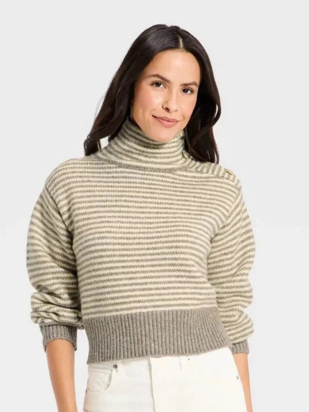 Universal Thread - Women's Mock Turtleneck Button Pullover Sweater -  Taupe NEW